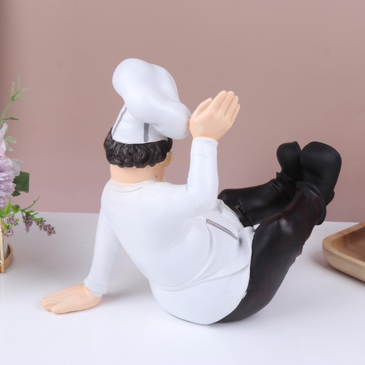 Statua Chef Mini Ornamento da Tavolo in Resina Stile Europeo Base Stabile Decorazione per Cucina e Ristorante per Arredamento Casa