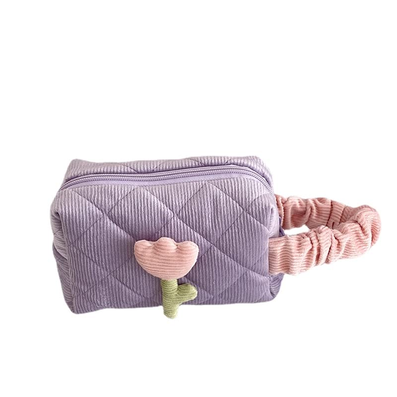 Miniatura 10 de Bolsa de maquillaje floral kawaii, bolsa para cosméticos y cosméticos, bolsa de viaje estética, organizadora de bolsa de aseo acolchada de hadas