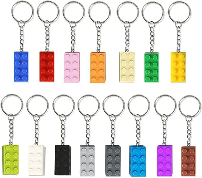 Schlüsselanhänger Bausteine 15 Stücke - Taschenanhänger Kunststoff...