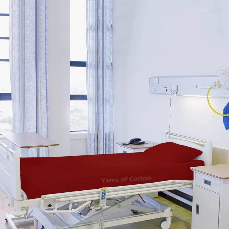 Miniatura 2 de Juego de sábanas de hospital de 2 piezas, sábana bajera de cama de hospital tamaño individual XXL con una funda de almohada, sábanas de 100% algodón