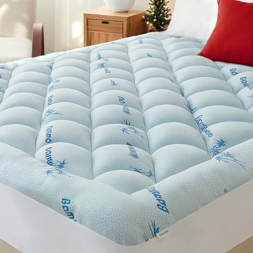 23% off - KRIMANO Queen Mattress Topper, Viscose Derived from Bamboo Thick Pillow Top Mattress Pad with Deep...