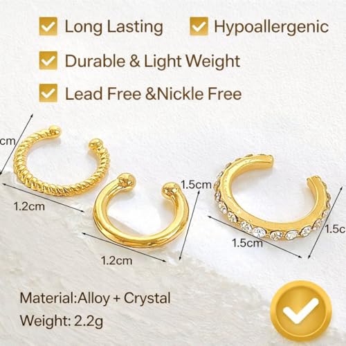 Image of Store2508 6 Non-Pierced Gold Colour Ear Cuffs for Women