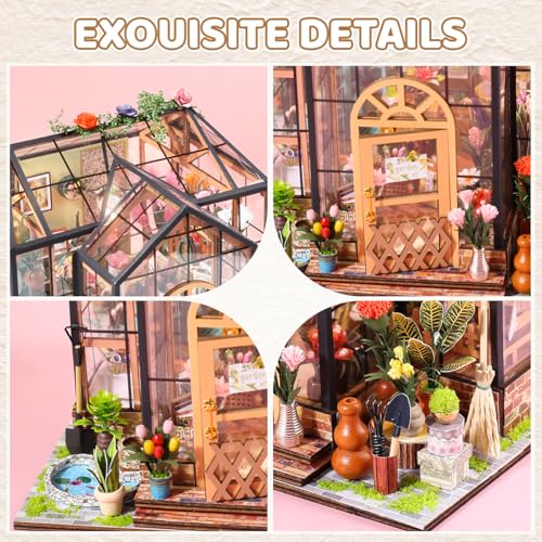 Image of PATPAT DIY Miniature House Kit with LED Lights, Wooden Dollhouse Miniature Kits for Adults and Teens, DIY Craft Kit Ornaments Miniature Dollhouse