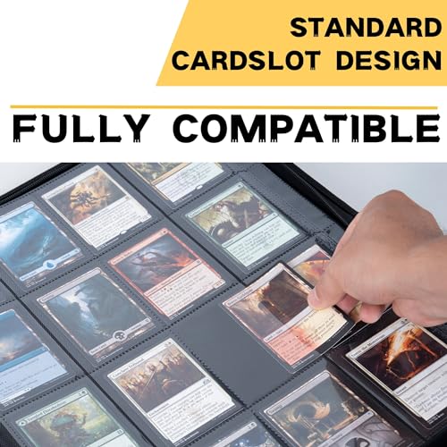1000+ Pockets Trading Card Binder, 16-Pocket Card Ablum Compatible with MTG,Sports Cards &amp; Other Standard Size Trading Cards (Black)