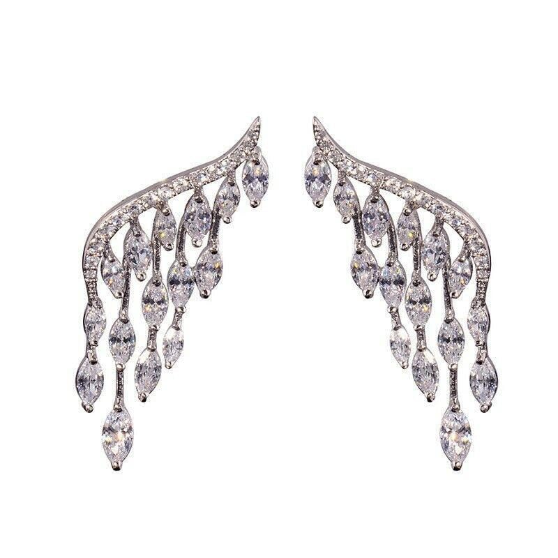 el regalo CZ Crystals Angel Wings Stud Earrings- Western, Fashionable & Exquisite CZ Angel Wing Feather Earrings for Women & Girls-picture-18