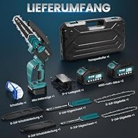 Mini Akku Kettensäge 8 & 6 Zoll mit Akkus 2x4Ah, Bürstenloser Motor,1000W 45° Schwenkbare Elektro Kettensäge Kompatibel mit Makita 18V Akku, Handkettensäge Akku für Gartenscheren Äste & Holzschneiden – Ansicht 9