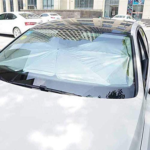 WOOPOWER Car Front Sunshade Protection Cover, Car Sunscreen Insulation Sun Shade Umbrella Front Windshield Car Summer Sunscreen Cooling Sunshade Protection (L: 54x51x31inch)
