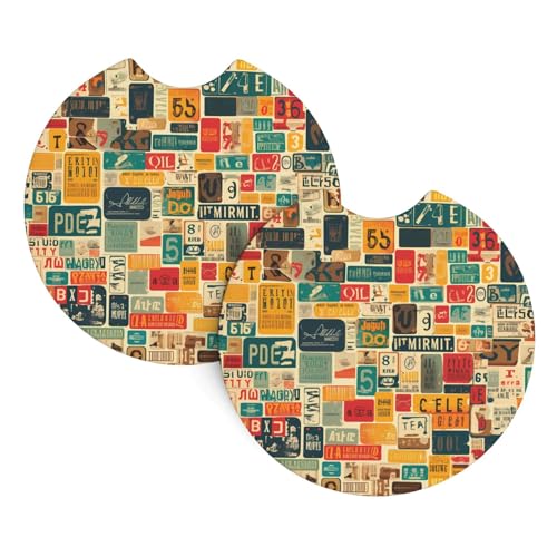Sottobicchieri per auto, confezione da 2 pezzi, stampa di targa resistenti ed eleganti, impermeabili, antiscivolo, pratici accessori per auto