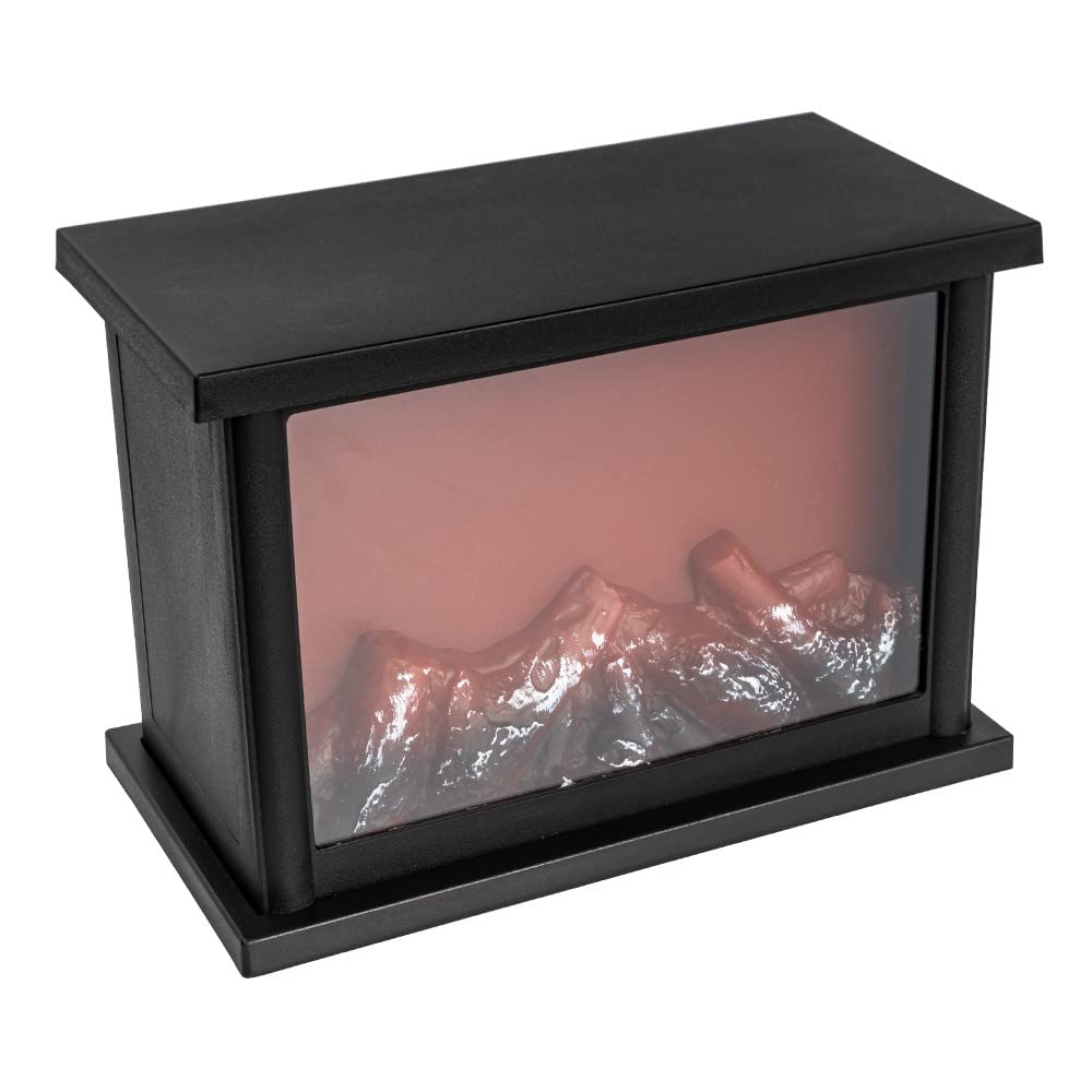 Ideen mit Herz Kominek LED, dekoracyjny, elektryczny, na baterie, bez ogrzewania, realistyczny efekt ognia / płomienia, 25,5 x 13,5 x 18 cm, z funkcją timera (18 godzin włączony / 6 godzin wyłączony)