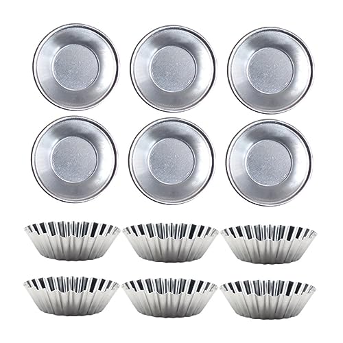 PERSELOSO 12個 菊花 丸型エッグタルト製型 耐熱再利用可能 キッチン多用途ベーキングトレイ ケーキ プリン カップケーキ対応