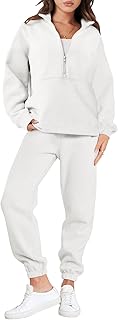 ANRABESS Women 2 Piece Outfits Half Zip Oversized Sweatshirt Jogger Pants Tracksuit Matching Set Sweatsuit Tracksuit Sets