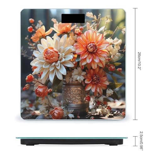Báscula Digital de Baño con Diseño Floral Naranja miniatura 2