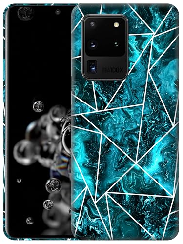Coque Samsung S20 Ultra 5G GlamCase au motif géométrique marbré bleu sarcelle