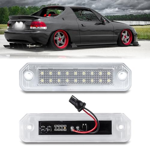 BHZNGD Luz de matrícula,6000 K xenón blanco sin errores,lámpara de etiqueta trasera,2 luces LED para matrícula compatibles con Honda Civic EJ EK EM EG Del Sol Coupe Hatchback Sedan