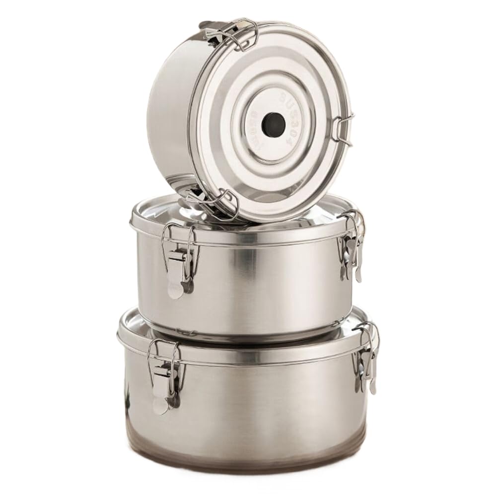 CTRLZS Stainless Steel Lunch Box Round Large Capacity Bento Box Leak-Proof Vegetable Fruit Food Container Picnic