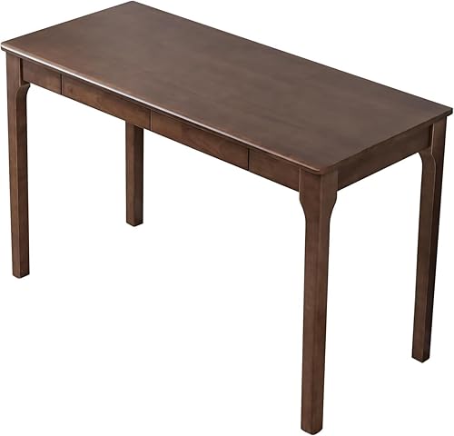 Solid Wood Desk, Gaming Study Home Office Desks for Work, Student PC Desk for Bedroom, Small Computer Desk for Small Spaces, Easy to Assemble (Walnut Color, 47inch)