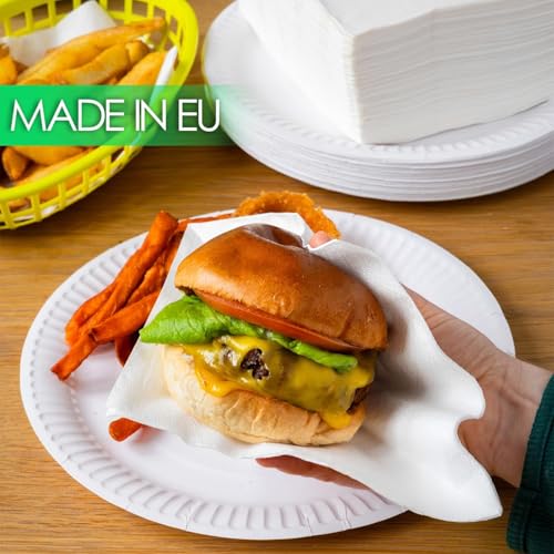 Table Kind 80 x White Paper Plates Disposable Paper Plates Pack Eco-Friendly for Catering & Food Vans, Camping Recyclable Round Dishes Birthday BBQ Party Supplies, Home Compostable 22cm - Image 3