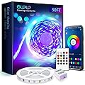 GUPUP Bluetooth LED Strip Lights 50 ft, Color Changing LED Lights for Bedroom,Built-in-Mic,Music Sync Tape Lighting,Phone Smart Controlled(APP+Remote+Mic)