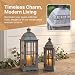 Rustic Wooden Candle Lanterns Set of 2, Farmhouse Hurricane Lantern Holders with Metal Roof, Gray Decorative Lanterns for Indoor Outdoor Home Garden Wedding Patio Decor, Large 28" & Small 22.1"