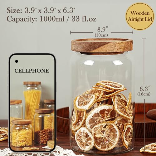 Labina Glass Jar with Wood Lid, Airtight Kitchen Storage Canister - image 2