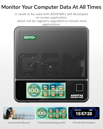 Image of AOOSTAR GEM12 + PRO GEM12 8845HS Mini PC, 32GB DDR5 5600Mhz RAM 1T SSD Mini Gaming PC with OCULINK / 2*USB4(PD|8K@60Hz) /HD2.1 /1 xDP 1.4, 2X 2.5G LAN,2*M.2 Slots，DIY Display+Fingerprint Recognition