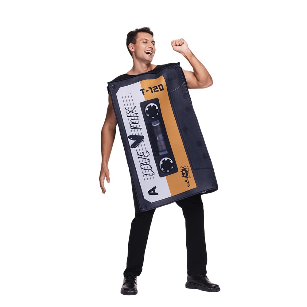 EraSpooky Disfraz de cinta de mezcla de amor para adultos túnica de casete retro de los años 80 unisex, para hombres y mujeres