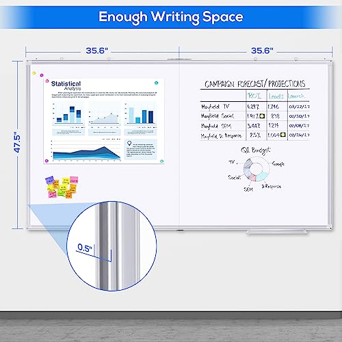Magnetic White Board Dry Erase Board for Wall,72" x 48" (6ft x 4ft) Wall-Mounted Aluminum Frame Marker Board, Foldable Portable Whiteboard with a Long Pen Tray for School, Classroom, Office & Home - Image 3