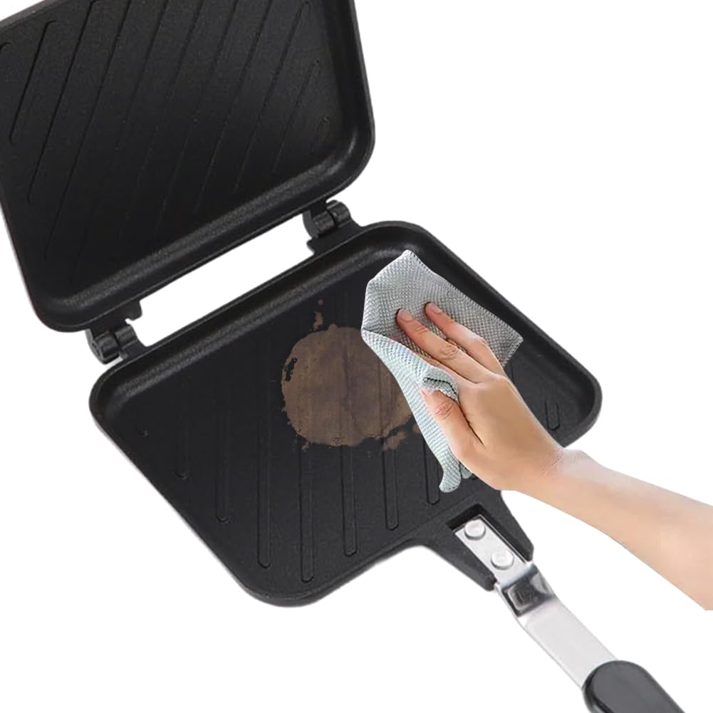 Opiekacz Do Gorących Kanapek, Opiekacz Do Panini Z Grilla Mini Patelnia Do Gofrów Ze Diagonalu Naczynia Z Powłoką Nieprzywierającą Dwustronny Stop Aluminium Ergonomiczny, Odłączany Smażenie Izolacja