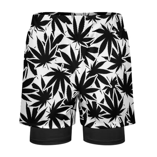 KiRYu Men's Swim Trunks Weed-pattern-marijuanas Quick Dry Board Shorts, XX-Large4