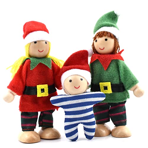 Juego de Muñecos Familia de Madera para Casa de Muñecas miniatura 4