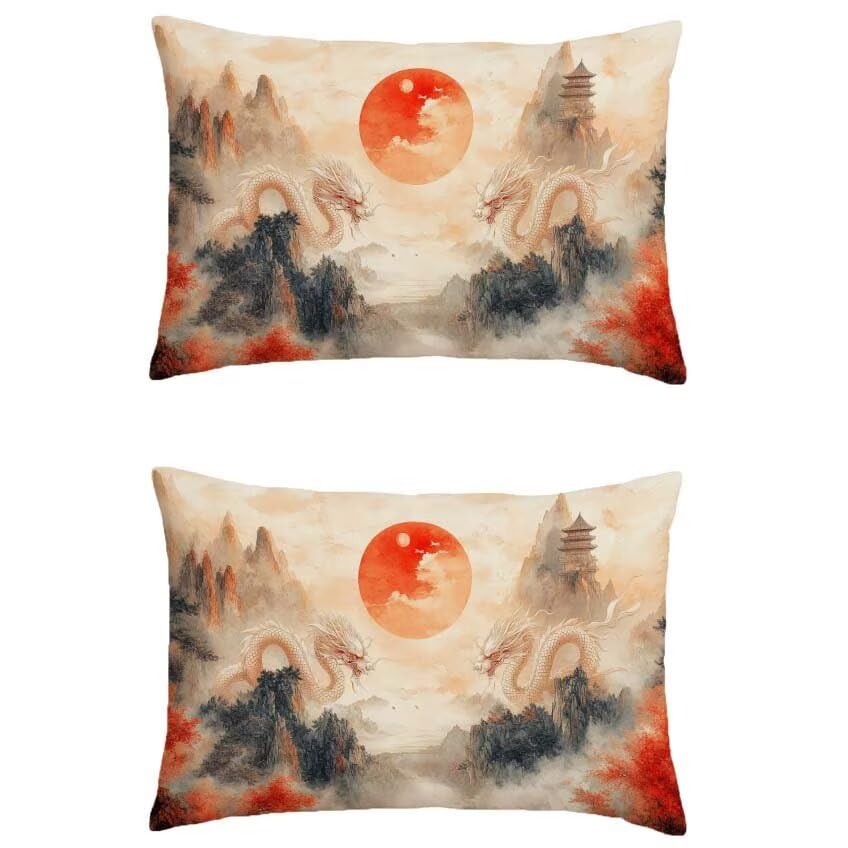Coussin extérieur imperméable 70x90cm en lin avec impression double