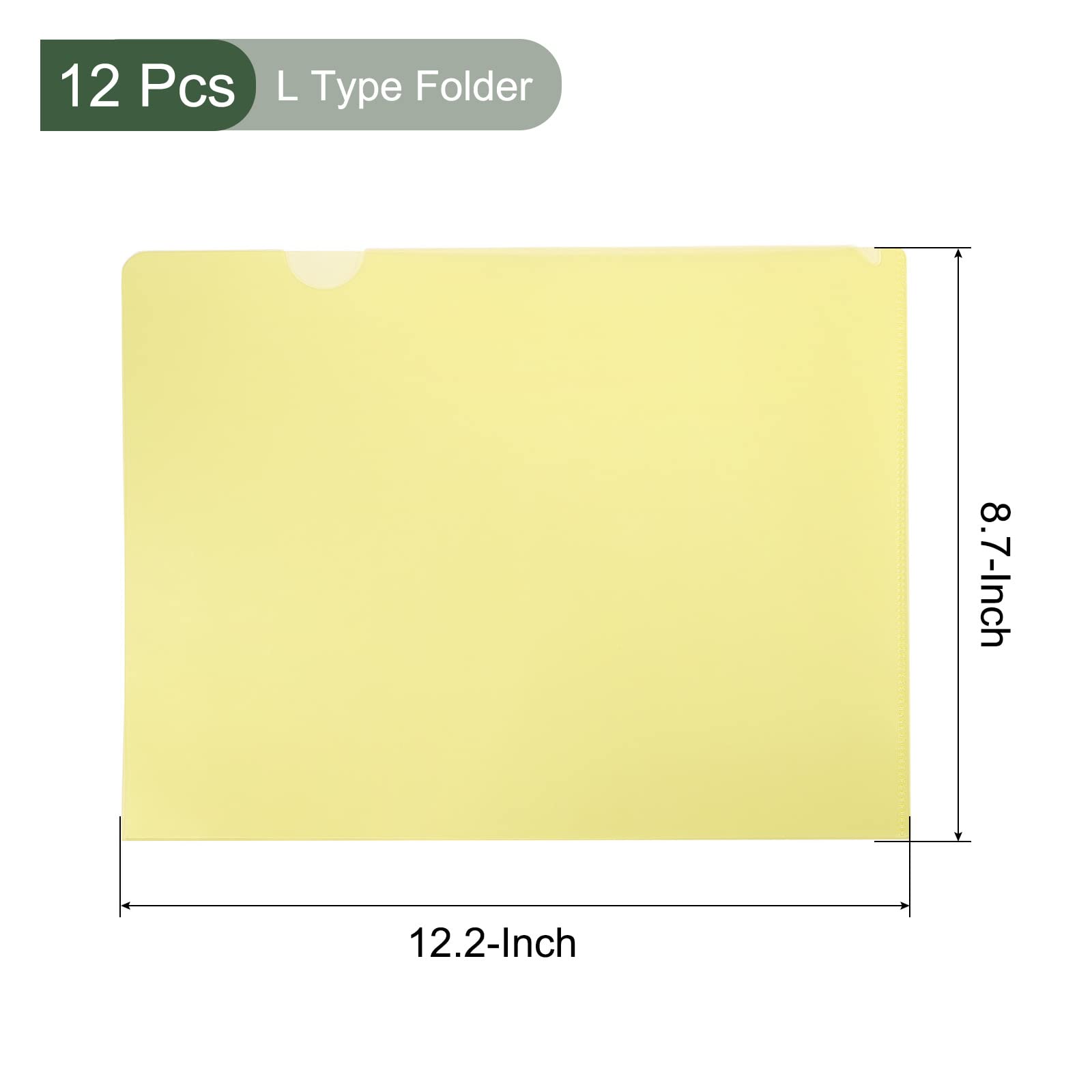 YOKIVE 12 Pack L Type Folder, A4 Size Clear Project Pockets, Yellow - Image 2