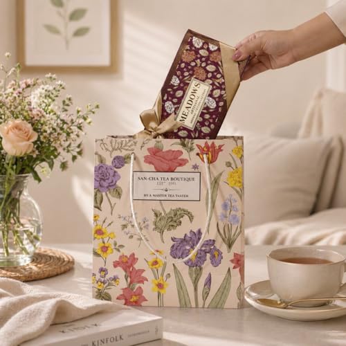 Image of Sancha Tea Boutique, Meadows Collection, Tea Gift Box, Caffeine-Free Herbal Tisanes, Pure Peppermint & Chamomile, 50g x 2 Loose Leaf Herbal Teas