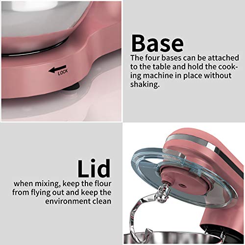 Nurxiovo 6.5QT Stand Mixer 660W Dough Hook Whisk Beater 6-Speed Electric Mixer Kitchen Tilt-Head Food Mixer with Stainless Steel Bowl (Rose Gold) - Thumbnail 6