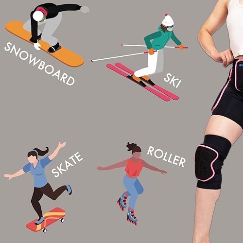 Miniatura 4 de BelugaDesign Juego de rodilleras acolchadas para mujer, para deportes de invierno, esquí, snowboard, almohadilla de impacto 3D, ajustable,