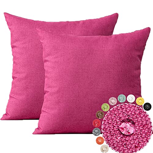 JOTOM Housse de Coussin 45 x 45 cm Couleur Unie Taie d'oreiller Imperméable pour Canapé Maison Salon Chambre Décoration 2 pièces (Rose Rouge)