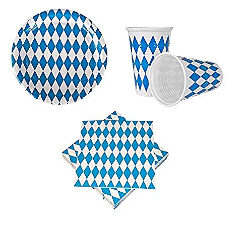 qdwq-US Pohly Partyset 40-TLG. * Bayrisch Blau * 10 Teller / 10 Becher...