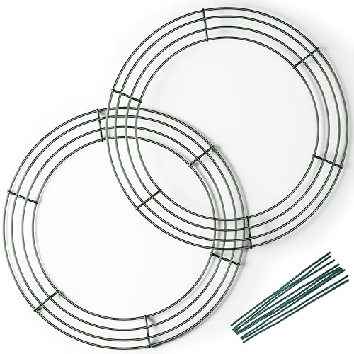 Upstout Pack Of 2 12 Inch Wire Wreath Frame – Heavy-Duty Round Metal Wreath Form For Diy Crafts, Floral Arrangements, Christmas Wreaths, Holiday Decorations, And Wedding Home Décor Projects