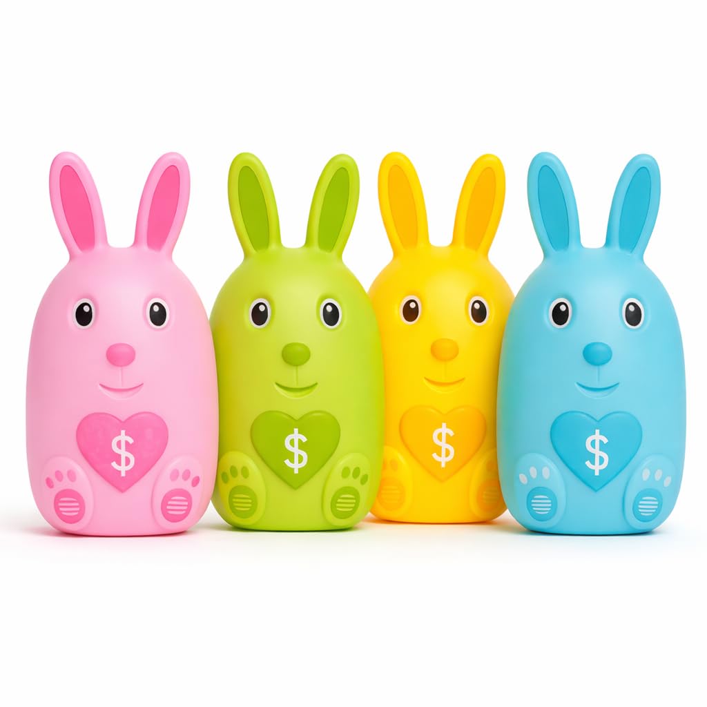 Pack of 4 Plastic Bunny Piggy Bank for Kids | Cute Cartoon Coin Bank Money Saver Box | Durable & Lightweight Plastic Saving Bank for Boys & Girls | Kids Gift & Home Decor (Multicolor)-image-41