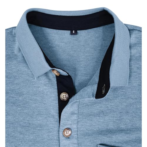Men’s Athletic Short Sleeve Polo Shirts Casual Moisture Wicking Golf Shirts Buttons Collared Solid T Shirts with Pocket4