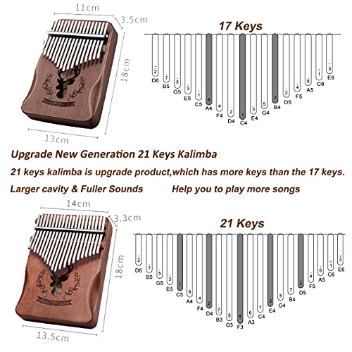 Kalimba 21 toetsen Marimba duimpiano draagbare duimpiano Massief houten metalen instrument voor muziekliefhebbers Kinderen Volwassenen Beginners sgeschenk temhamer en leerinstructies - Image 3