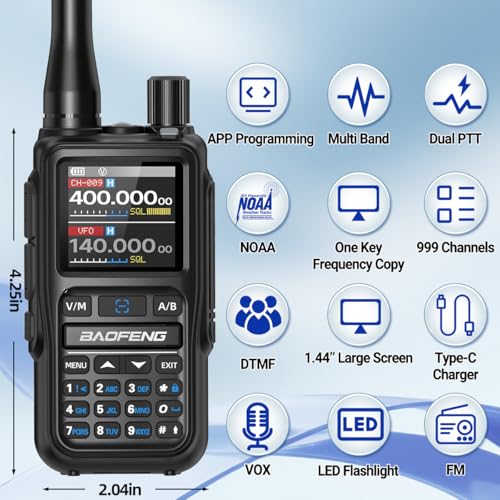 Image of BAOFENG Radio UV-5R MINI Ham Radio Handheld Walkie Talkies Long Rang UV5R | Rechargeable Emergency NOAA Weather VHF UHF Two Way Radio APP Programming Dual PTT for Camping Survival Gear,2 Pack