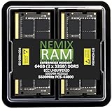 64GB 2X32GB DDR5 5600MHZ PC5-44800 1Rx8 1.1V CL46 262-PIN ECC Unbuffered SODIMM NEMIX RAM Workstation MicroServer Enterprise & Industrial Mini-PC Memory KIT