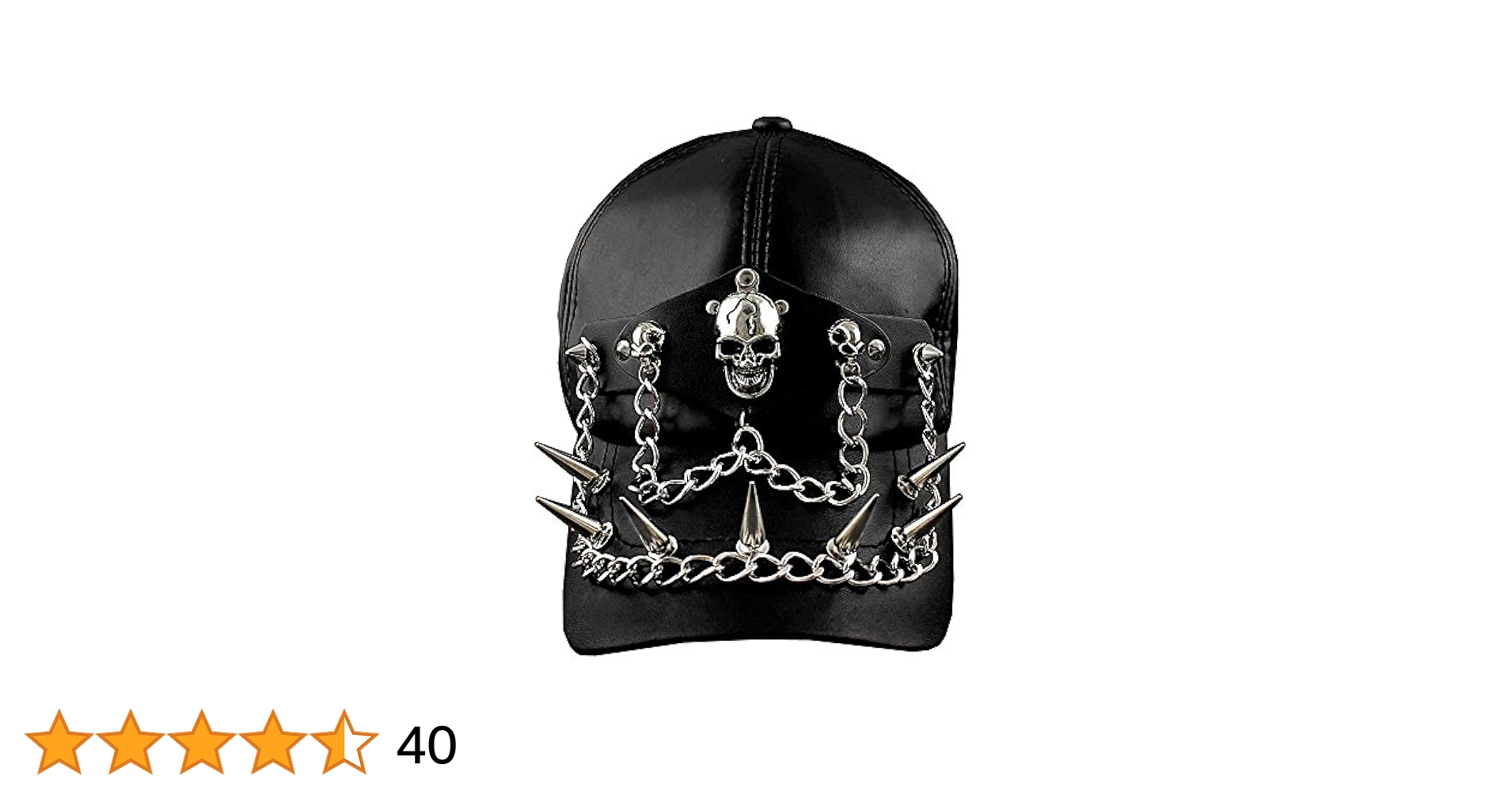 Cool Spike Goth Skull Real Leather Cap Bassbal Hat Men's