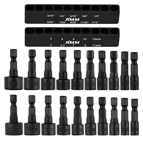 Amm 20Pcs Power Nut Driver Set For Impact Drill, 1/4” Hex Head Drill Bit Set Sae And Metric, The Best Tool Accessories #TOP24