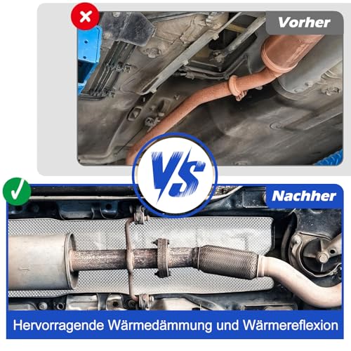 Hitzeschutz Hitzeblech Geprägte - 100x40cm Aluminium Hitzeschutz Fahrzeug Hitzeschutzmatte Aluminisierter Hitzeschutzblech Reparatursatz, Thermische Barriere, Hitzeschild für Motorsport Isolierung