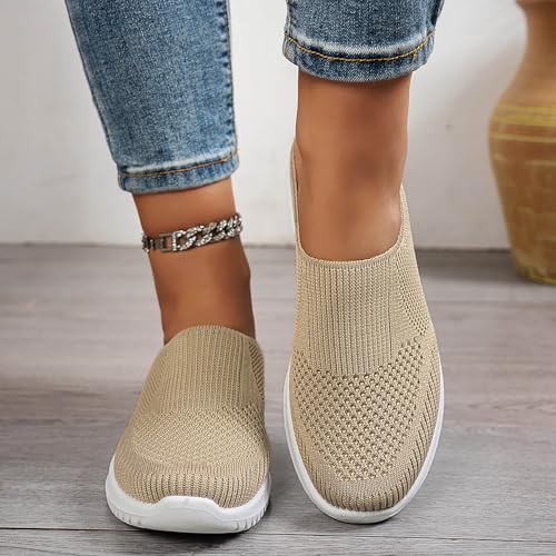 Orthopedic Shoes for Women 2025,Womens Mules Shoe Slip on Sneakers Knit Flats Lightweight Breathable Comfortable Walking Sandals4