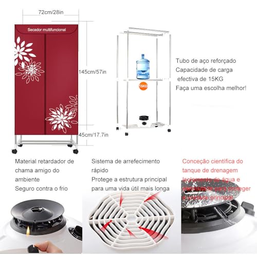Secadora de roupas interna pequena de camada dupla 220V - capacidade de 15 kg, tempo de 180 minutos,