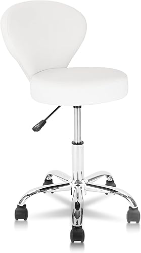KLASIKA Taburete giratorio con ruedas para salón con soporte de espalda hidráulico ajustable para oficina, masaje, spa facial, dibujo médico,