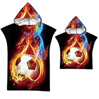 Eau Feu Football Adulte Enfant Serviette De Plage À Capuche Sport